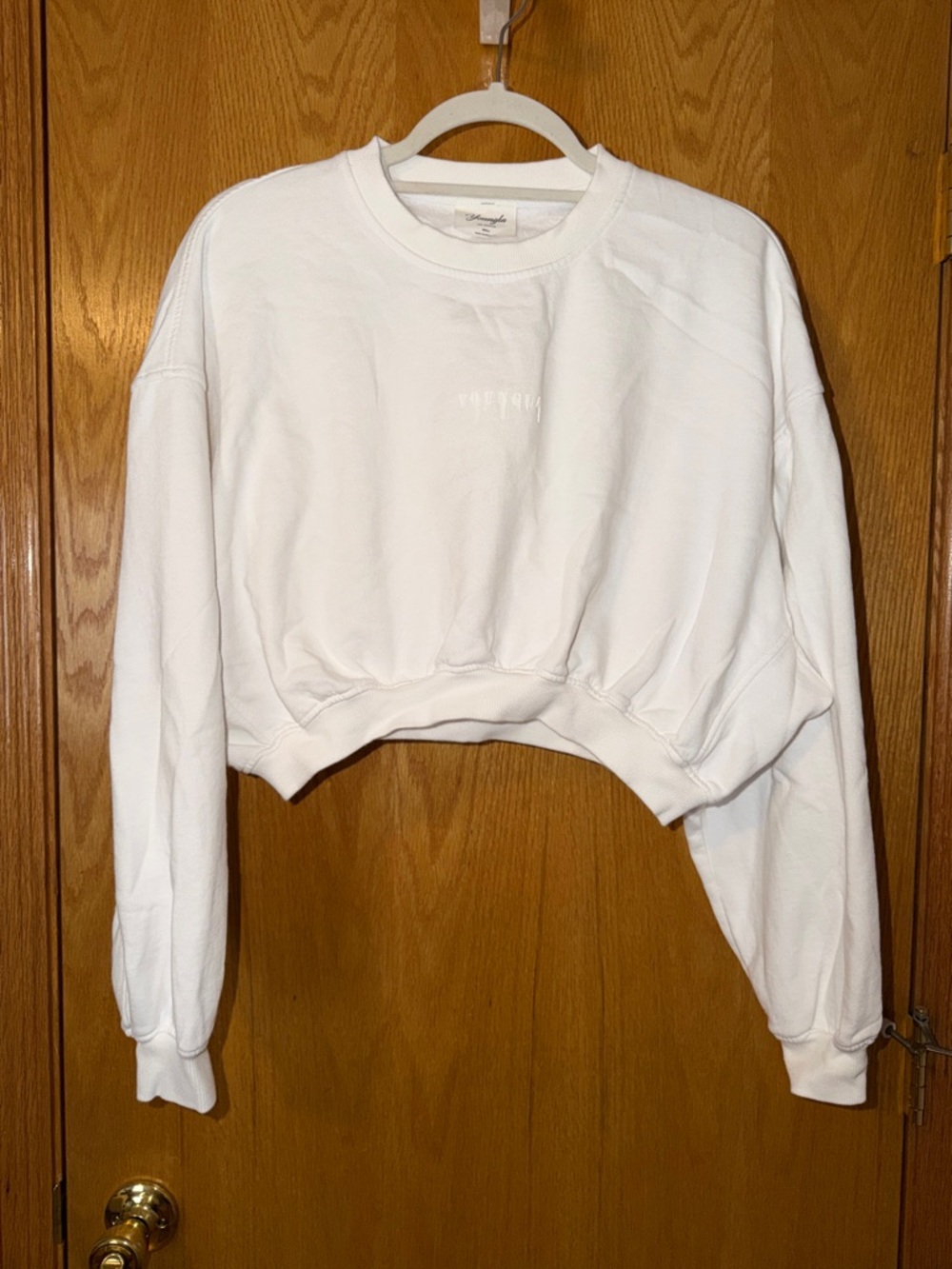 YoungLA White Cropped Crewneck Sweatshirt